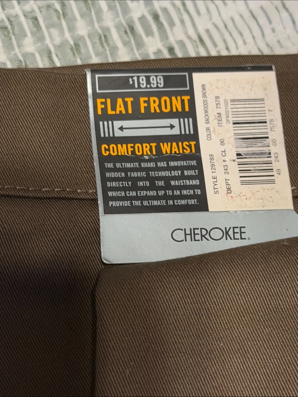 Cherokee Brown Men's Flat-Front Chinos